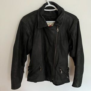 BIKER MOTORCYCLE THICK BLACK LEATHER JACKET